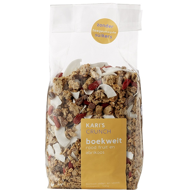 Kari Rood Crunch boekweit rood fruit & abrikoos - Kari's Crunch - 330 g - De ...
